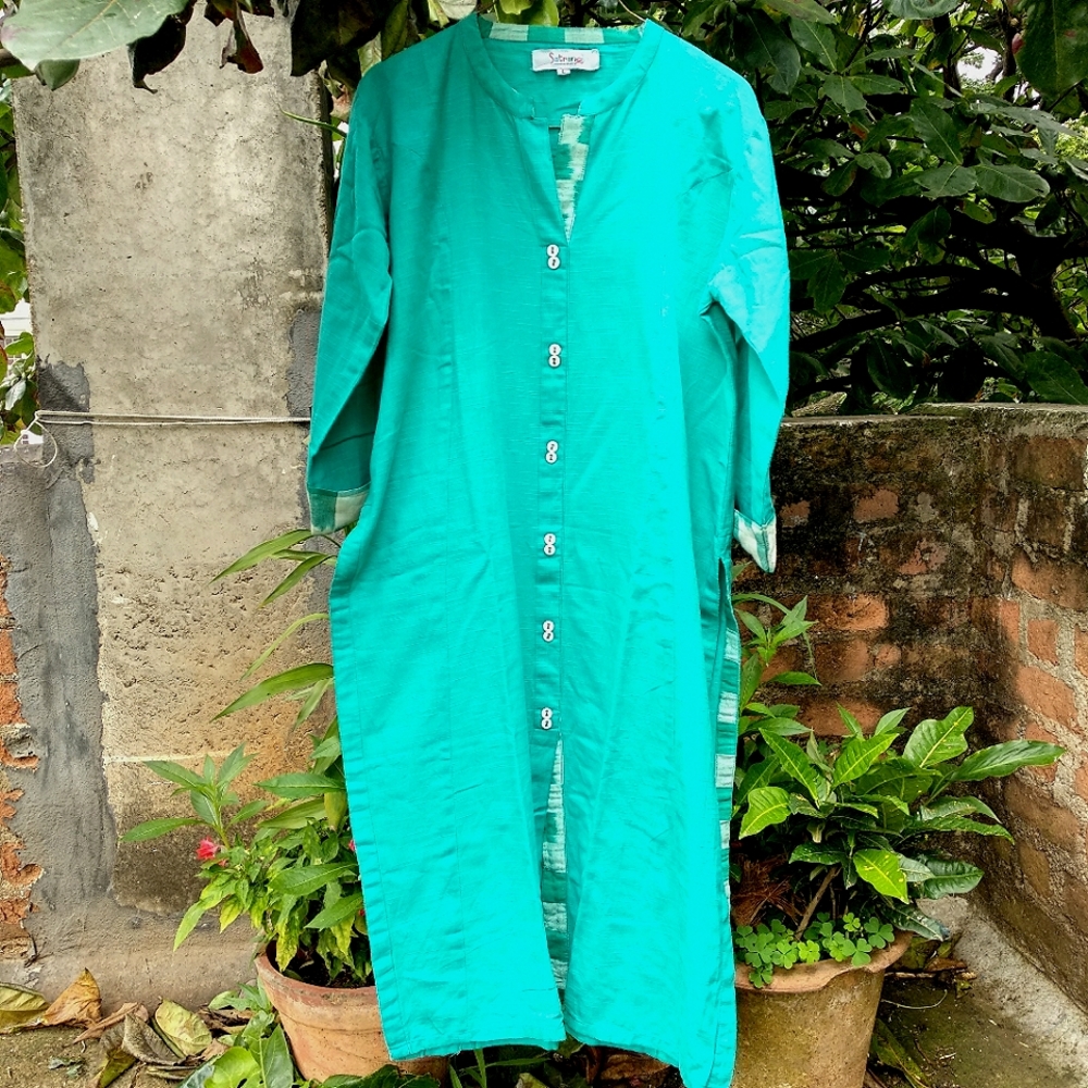 L Turquoise Kurta - Picture 1 of 12